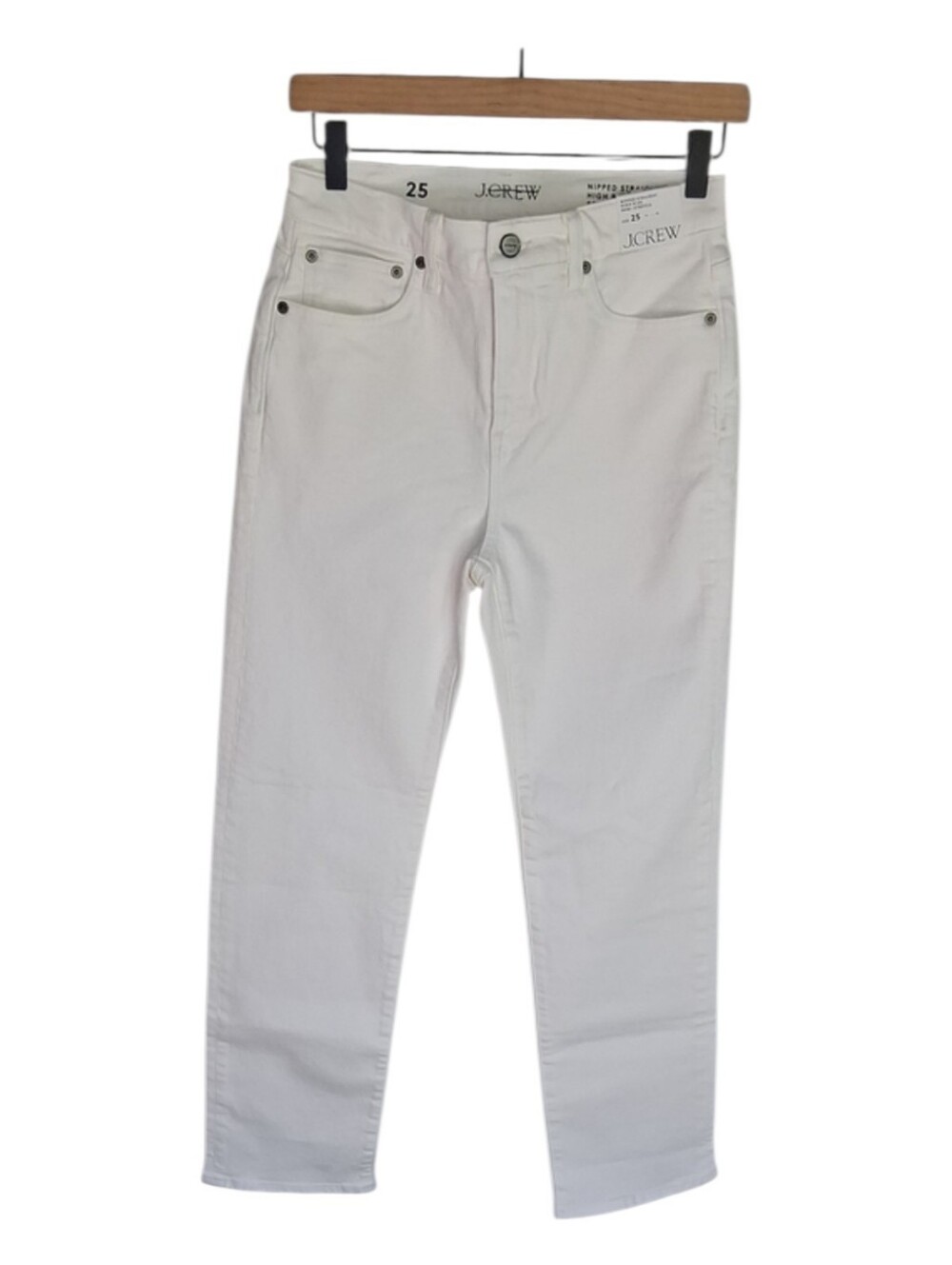 J. Crew Nipped Straight High Rise Semi-Stretch White 25